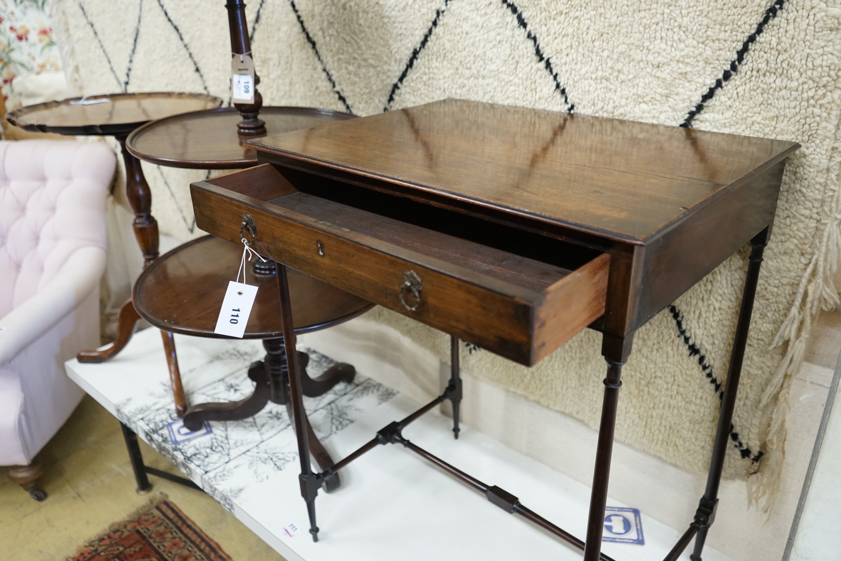 A George III rectangular mahogany side table, width 61cm, depth 45cm, height 77cm